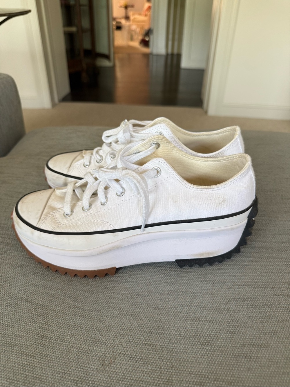 Converse White Platform Lace-Up Sneakers with Two-Tone Tread